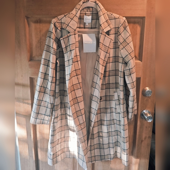 Gilli Tan and Black Plaid Trench Coat NWT - Picture 5 of 7